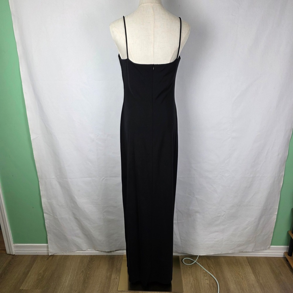 Adrianna Papell Black Floral Embroidered Spaghetti Strap Maxi Evening Dress‎ 10 - Picture 2 of 7